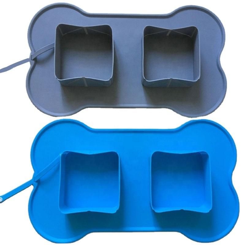 Pet Supply Products Accessoires Portable Double Roll Pet Bowl Foldable Silicone Dog Cat Bowl