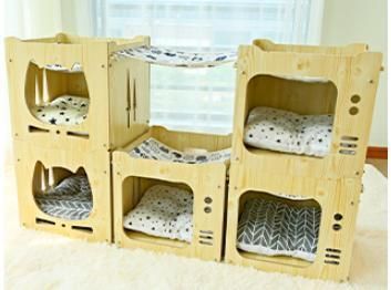 Wooden Pet Furniture Stackable Multifunctional Cat House