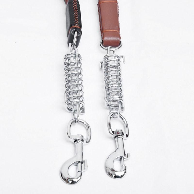 Full Grain Leather Short Bungee Buffer Large Dog Leash