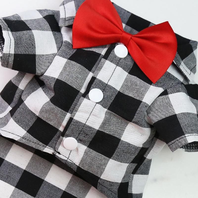 Soft Casual Dog Blue and Black Plaid Shirt Gentle Western Shirt Dog Clothes Dog Cotton Shirt