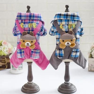 Pet Dog Clothes Thicken Cotton Four Legged Apparel Bear Decoreation