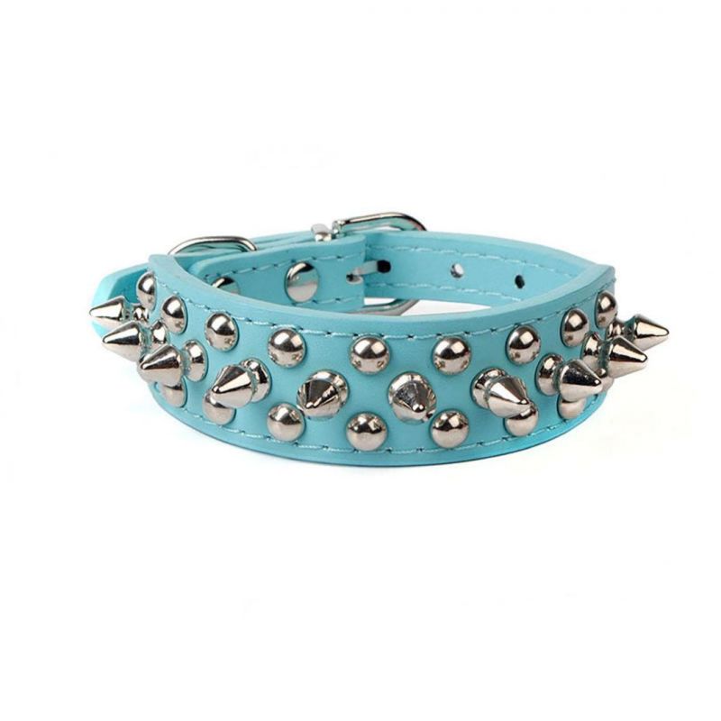 Dog Collar Soft PU Leather Mushrooms Rivet Spike Studded Pet Collar