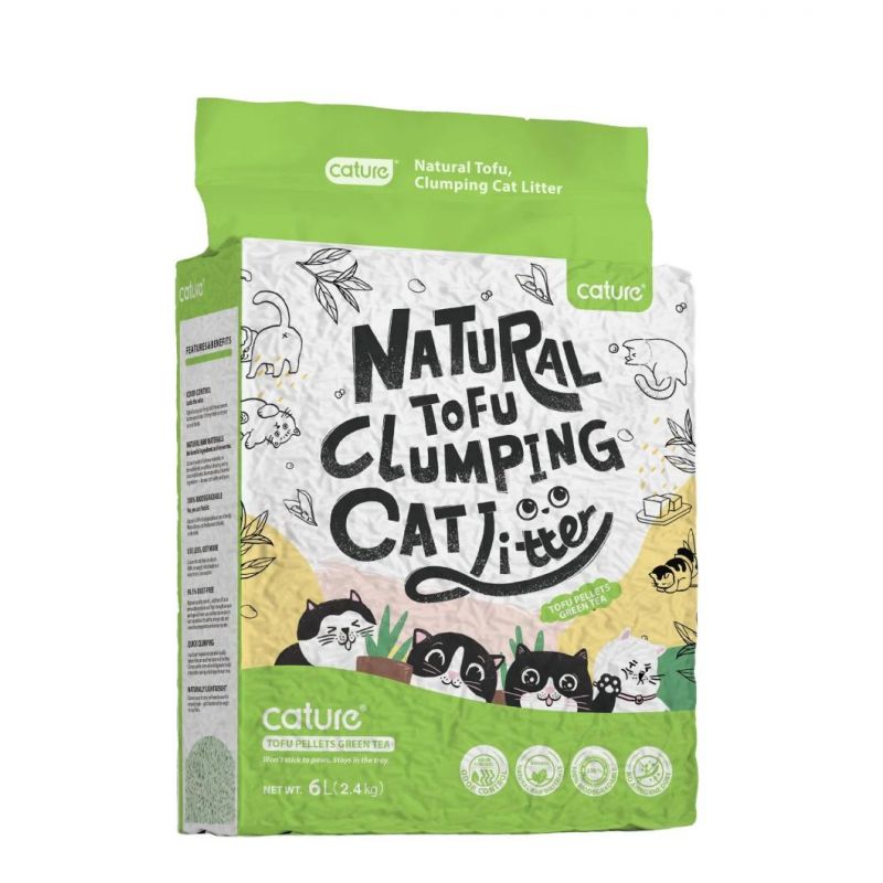 Cature Natural Degradable and Flushable Tofu Cat Litter of High Performance of Odor Control and Easy Scooping up
