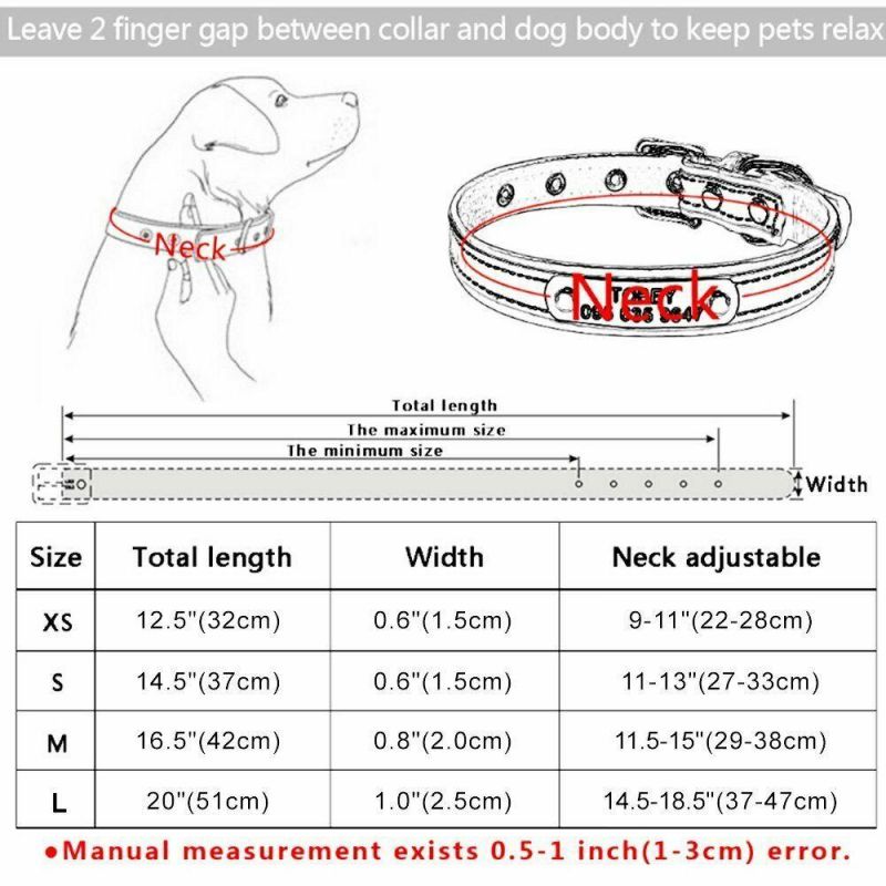 High Quality Engraved Name Leather Dog Collar Custom Pet Cat