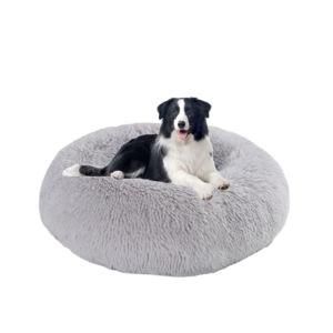 Wholesale Cheap Washable Waterproof Cozy Faux Fur Plush Designer Removable Soft Memory Foam Large Round Donut Pet Cat Dog Beds