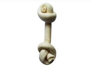 White Blenched Expanded Rawhide Roundknot Dog Chews Treats