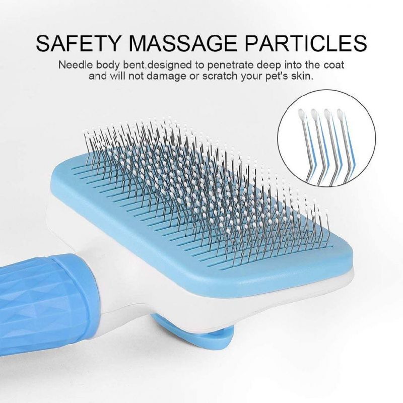 Cat/Dog Brush for Pet Massage-Self Cleaning, Anti Slip Handle, One Bottom Hair Removal