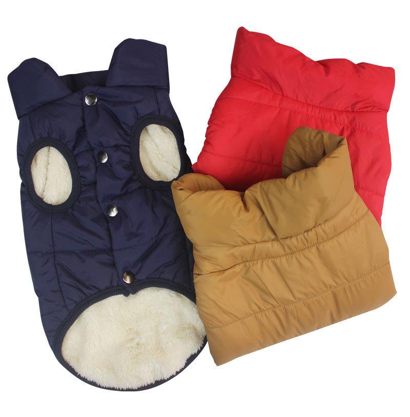 2 Layers Fleece Lined Warm Dog Jacket for Puppy Winter Cold