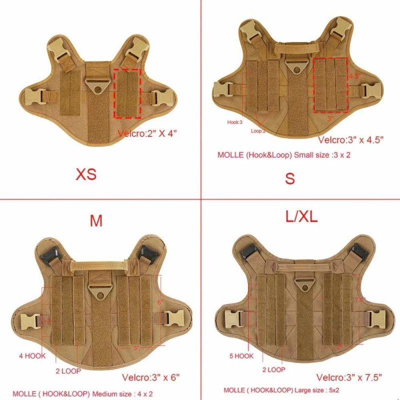 Tactical Dog Harness with 2X Metal Buckle, Working Dog Molle Vest with Handle, No Pulling Front Leash Clip, Hook and Loop for Dog Patch