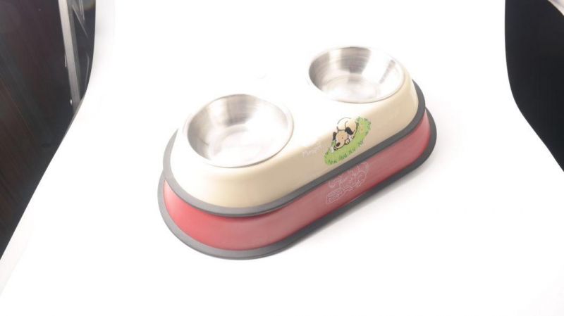 Anti Spill Water Stainless Slow Feed Dog Bowl
