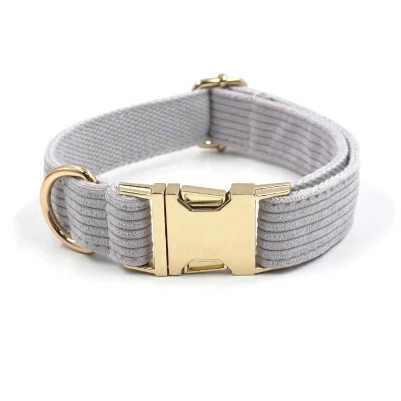 Durable Metal Buckle Dog Collar Leash Soft Corduroy Dog Collar Metal Gold Hardware Custom Logo Wholesale Bulk Buy OEM Dog Collar