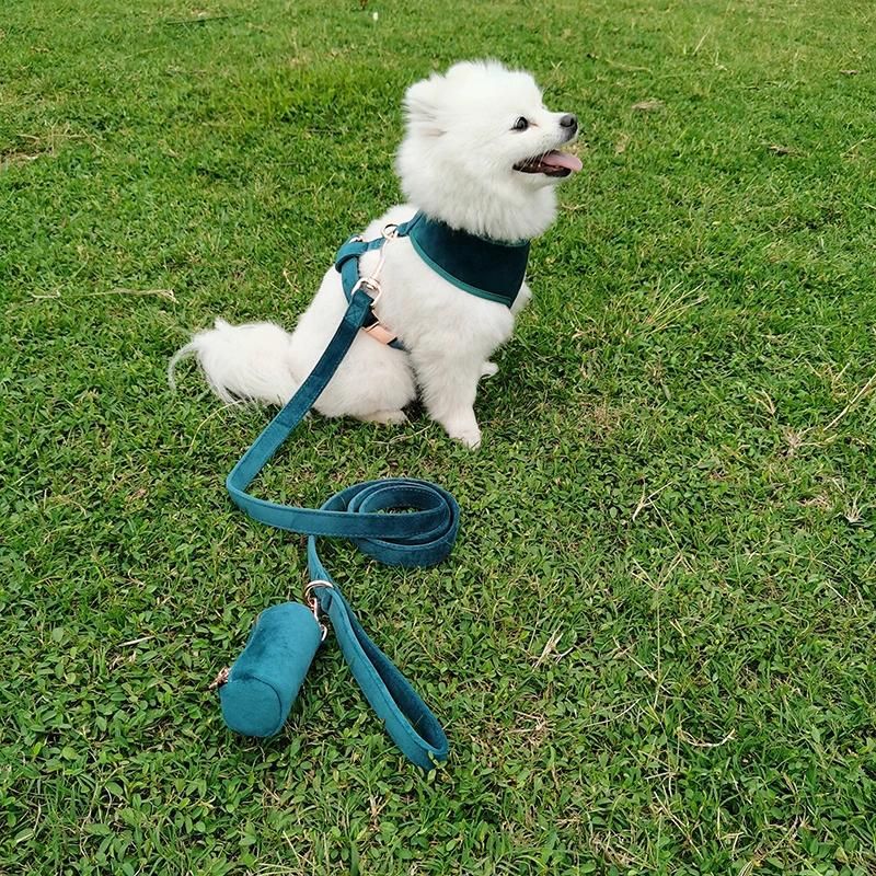 Soft Corduroy Mesh Padded Puppy Boy Girl Dog Vest Harnesses Set