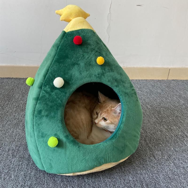 2021 New Year Wholesale Price Cat Bed Dog Pet Cave Christmas Tree House Product