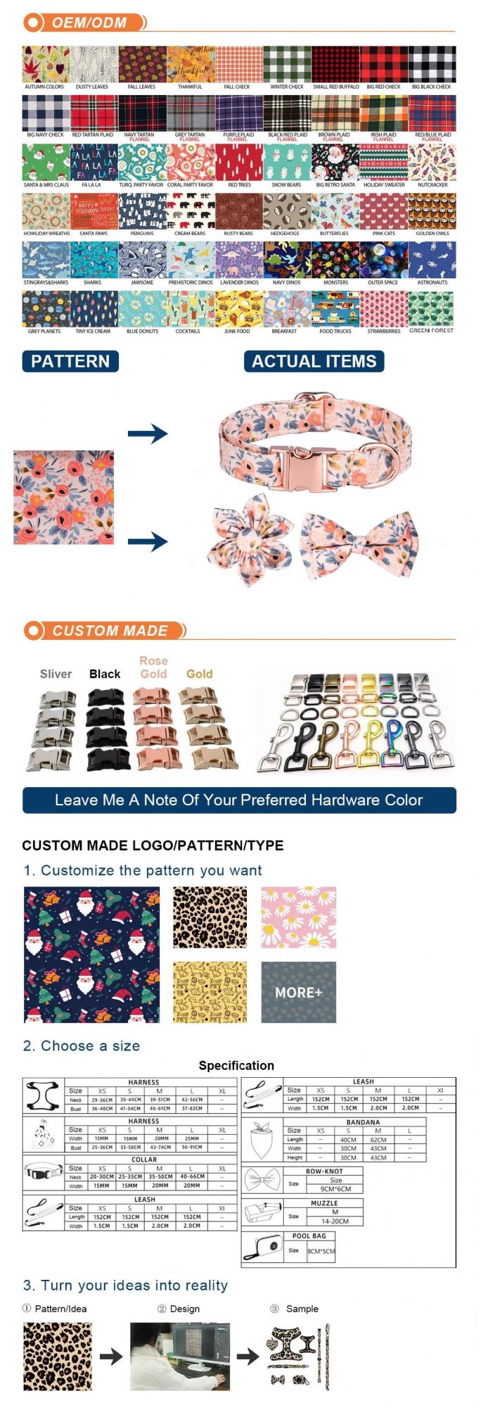 Free Samples Personalized Luxury Dog Collar and Leash Set Metal Buckle Adjustable Custom Dog Collar