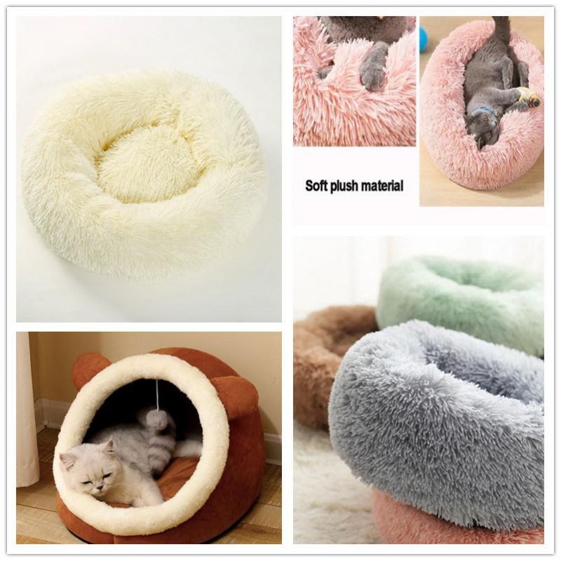 Custom Logo Large Comfortable and Washable Princess Foldable Fluffy Soft Luxury Round Pet Cat Bed