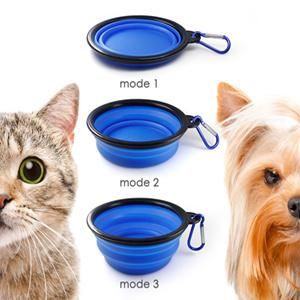 Collapsible Dog Bowls, 5 Pack Food Grade Silicone BPA Free Cat Pet Plate for Feeding Watering on Journeys Travel Hiking Camping