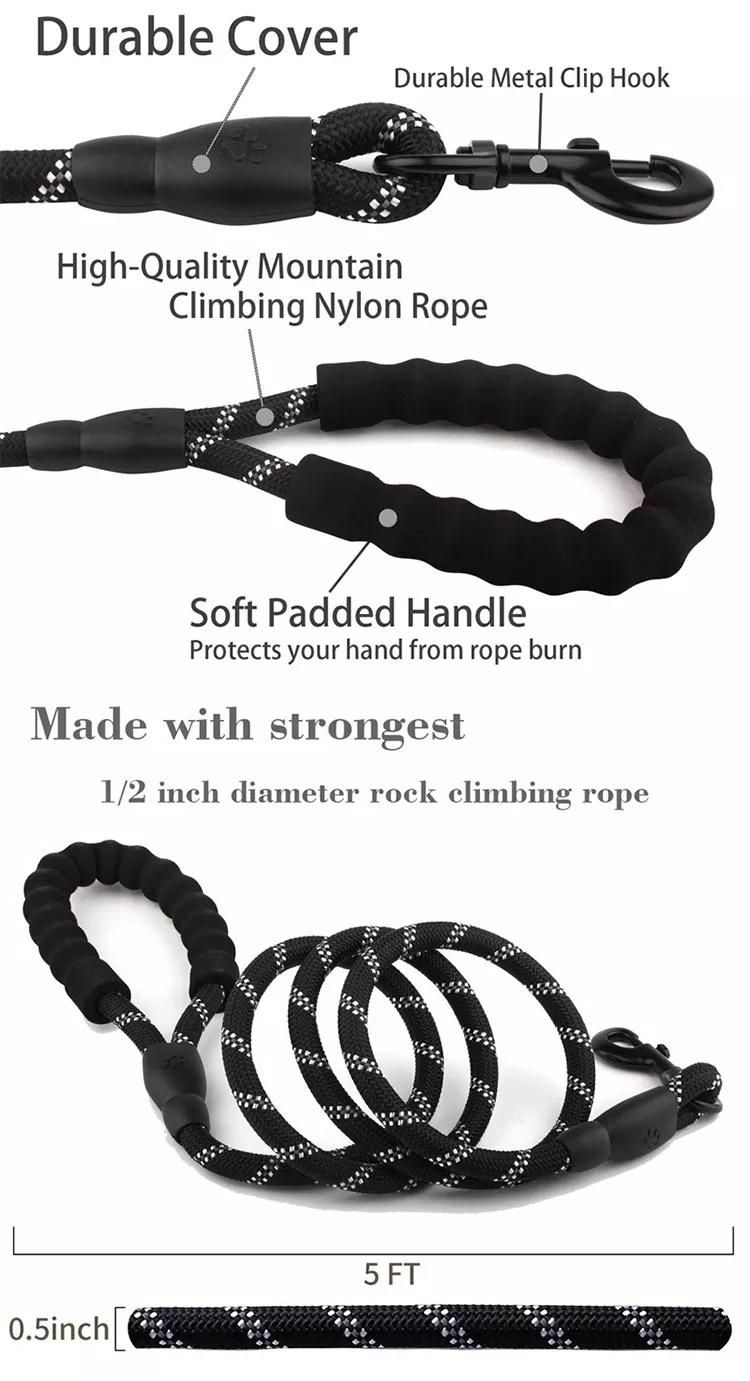Dog Lead /Dog Leash with Comfortable Padded Handle and Highly Reflective Threads for Dogs