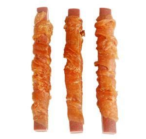 3&quot;, 4&quot; Chicken Rolled Smoked Dyed Porkhide Pressed Flat, Dog Chews