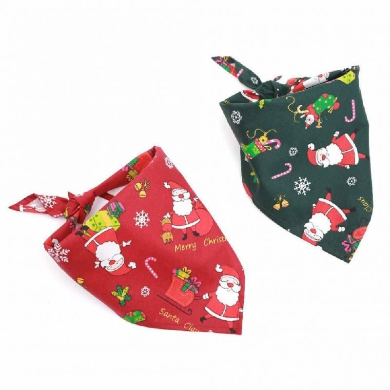 Cute Christmas Cotton Pet Dog Cat Saliva Towel Triangular Binder Scarf