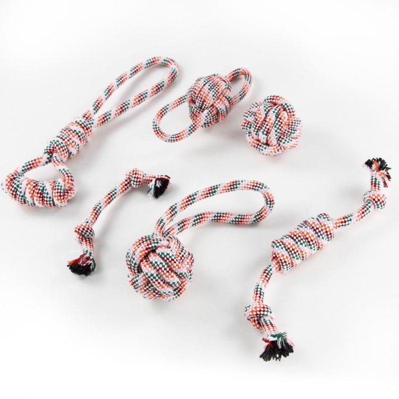 Pet Dog Cotton Rope Ball Interactive Toys Durable Professional Grinding Teeth Braided Cotton Knot Dog Toys Training Molar Toys