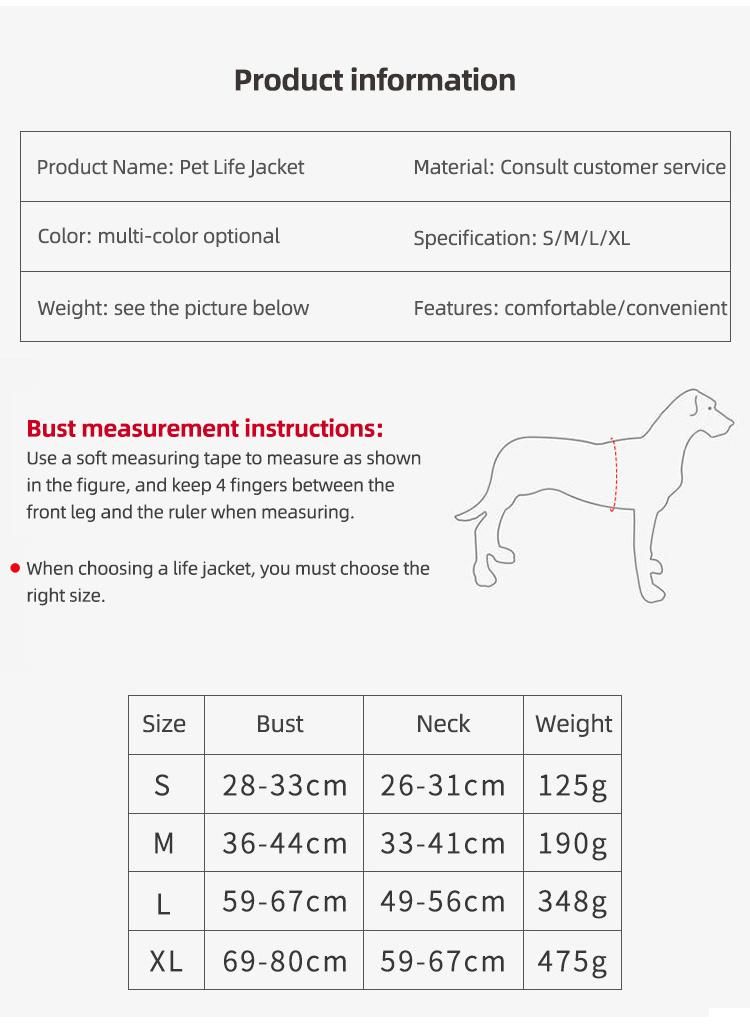 OEM/ODM Custom Wholesales Personalized Dog Life Vest Pet Life Jacket in Life Vest Dog Safety Swimming Jacket