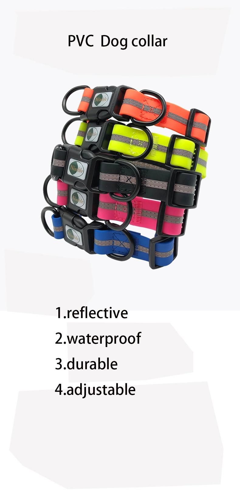 Custom Waterproof Durable Dog Collar PVC Coated Reflective Clean Dog Collars for Pet Products