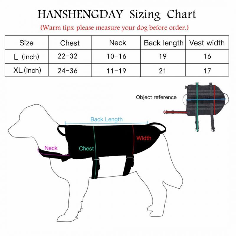 Tactical Dog Vest-Training Molle Harness-Tactical Dog Backpack-Pet Tactical -Vest Detachable Pouches-Relective Patches