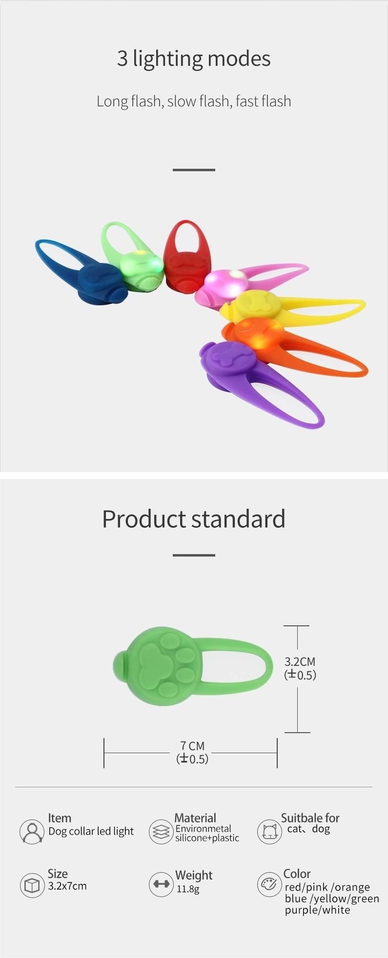 Dog Collar Light Safety Flashing Silicone Clip on Pet Collar Pendant for Dogs and Cats Designed for Night Walking