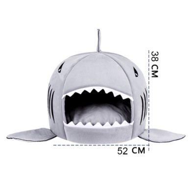 Washable Shark Pet House Cave Bed with Waterproof Bottom