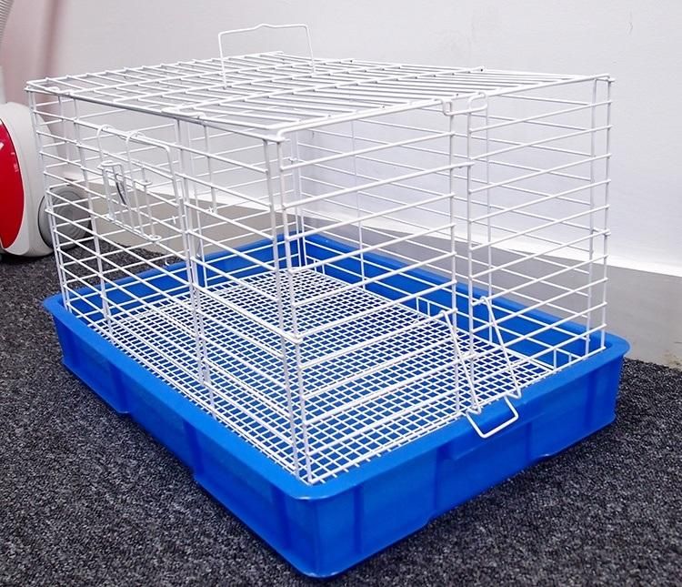 Rabbit Cage Metal Indoor Pet Rabbit Hutch Portable Outdoor Small Animal House Poultry Carriers with Tray