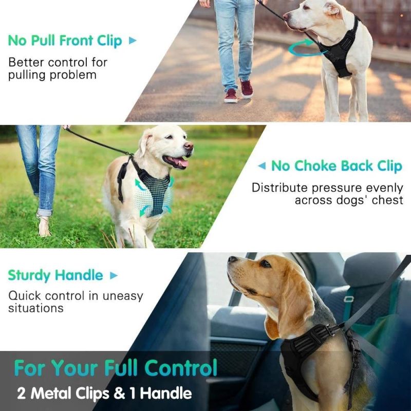 Walking Pet Harness with 2 Metal Rings and Handle