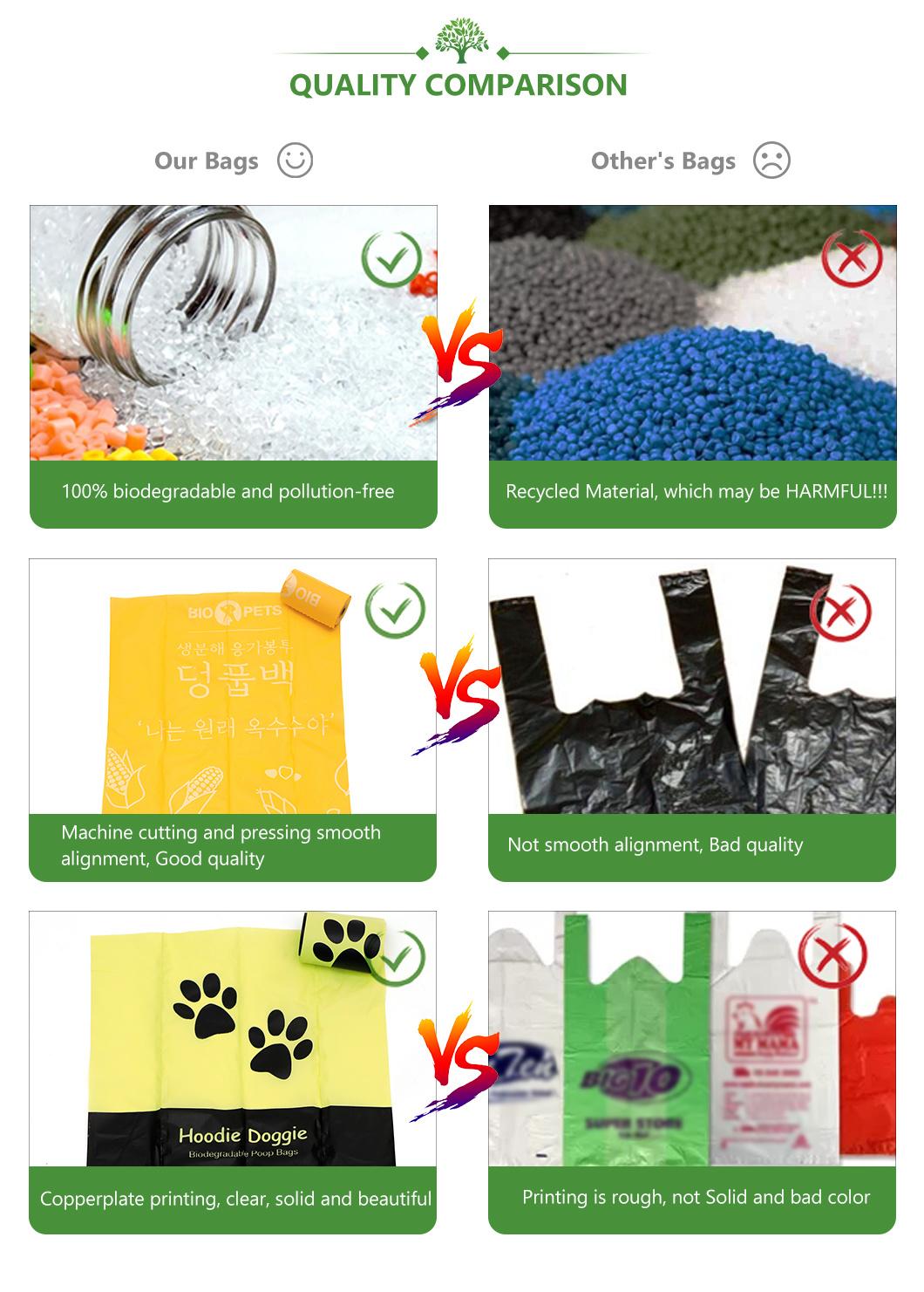 PLA+Pbat/Pbat+Corn Starch Made Biodegradable Bags Dog Pet Poop/on a Roller/T-Shirt/Hand/Shopping/Supermarket/Trash/Mailer/Food/Envelope Bags Factory with FDA