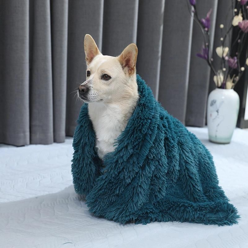 Plain Colors Plush Fluffy Fur Dog Blanket, Warm Pet Cat Cushion