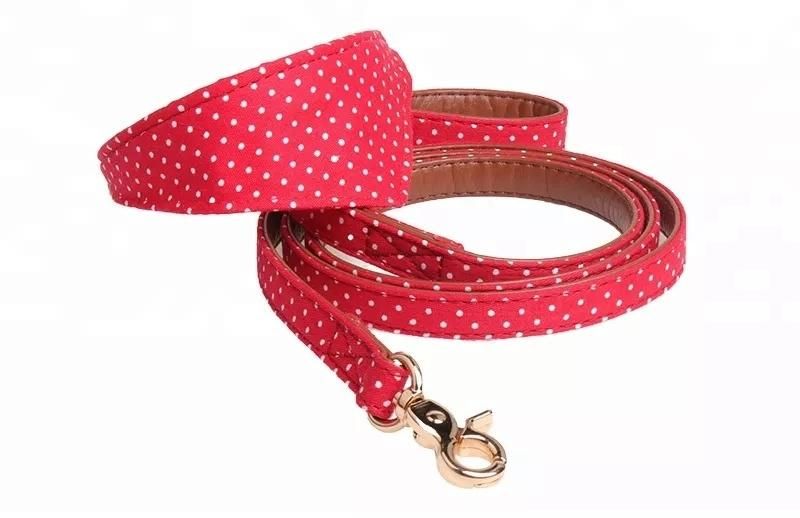 DOT Small Dog Collar Bandana Soft Leather Dog Leash Rope Dog Leash