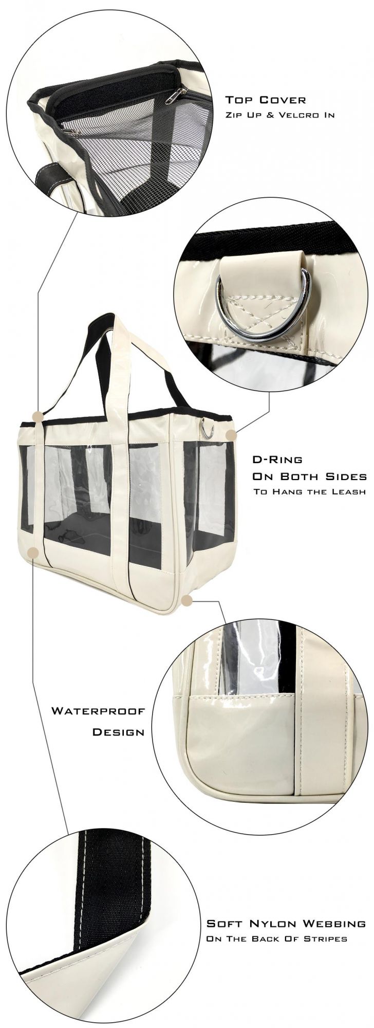 Wholesale Fashion Portable Transparent PVC Cat Dog Pet Carrier