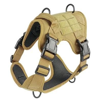 Outdoor No Pull Soft Pet Vest Training Adjustable Chest Plastic Buckle Tactical Dog Harness with Handle