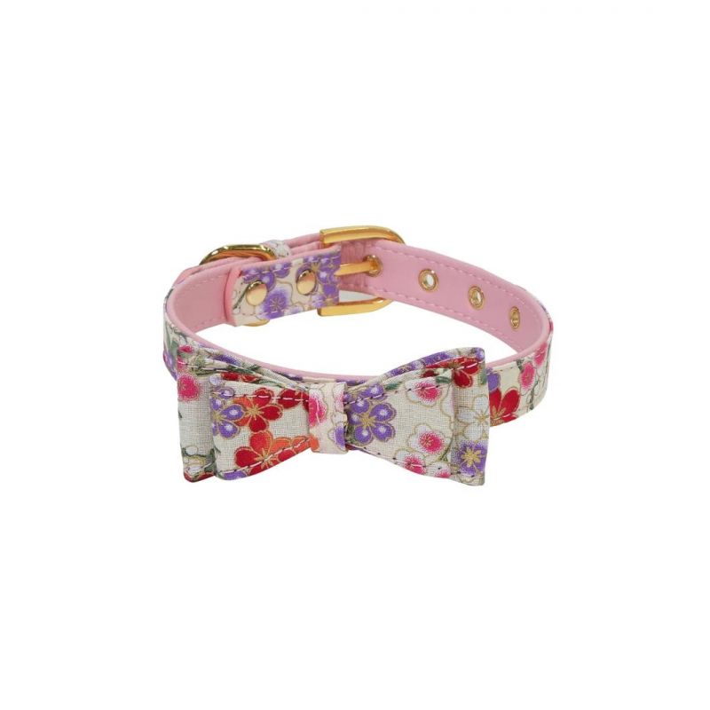 Soft PU Leather Bow Pet Leash with Matching Pet Collar
