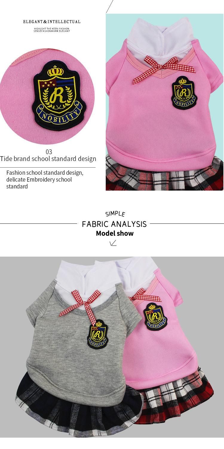 Luxury Cute Campus Style Sleeveless Summer Dog Shirt Sundress Pet Dog Dress