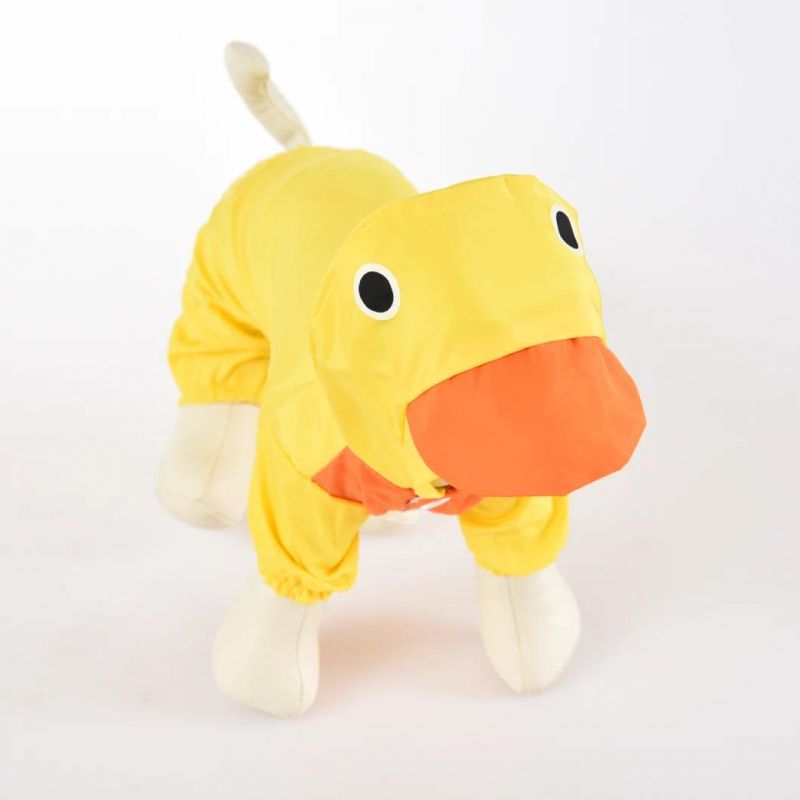 Cute Pet Clothes Duck Style Costume Bright Adorable Cat Dog Raincoat with Hoodie