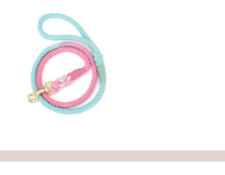 Customized Logo Cuerda De Tracci N De Color Braided Gradient Pet Dog Leash Lead