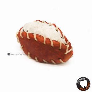 Christmas Gift Wholesale American Football Shape Rawhide Ball Dog Treat Pet Food Premium Dog Food Organic Natural