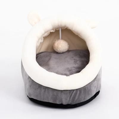 Wholesale Removable Pets Sofa Cave Bed Washable Cute Cat Beds with Ball