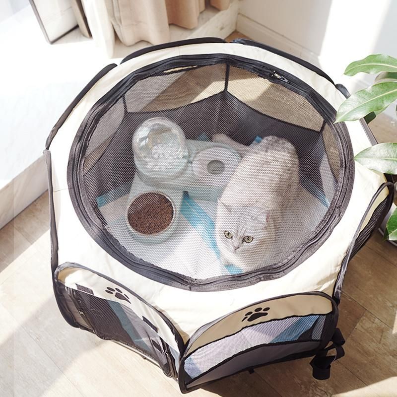 Portable Foldable Dog Cage Pet Tent Houses Puppy Kennel Easy Operation Octagon Fence