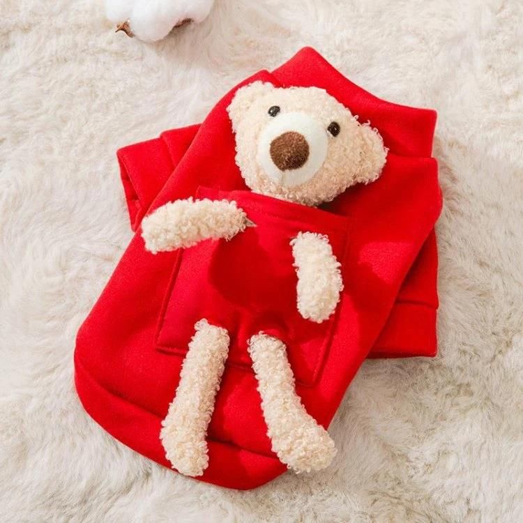 Custom Design New Comfortable Breathable Bear Backpack Winter Plush Pet Clothes Luxury Winter Warm Cats Dogs Clothes