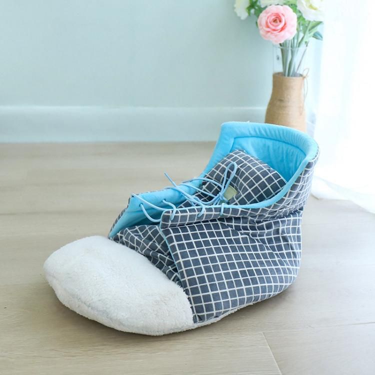 High Quality Cute Cat Bed Shoe Shape Soft Warm Pet Dog Bed Non-Slip Round Bed with Little Toy