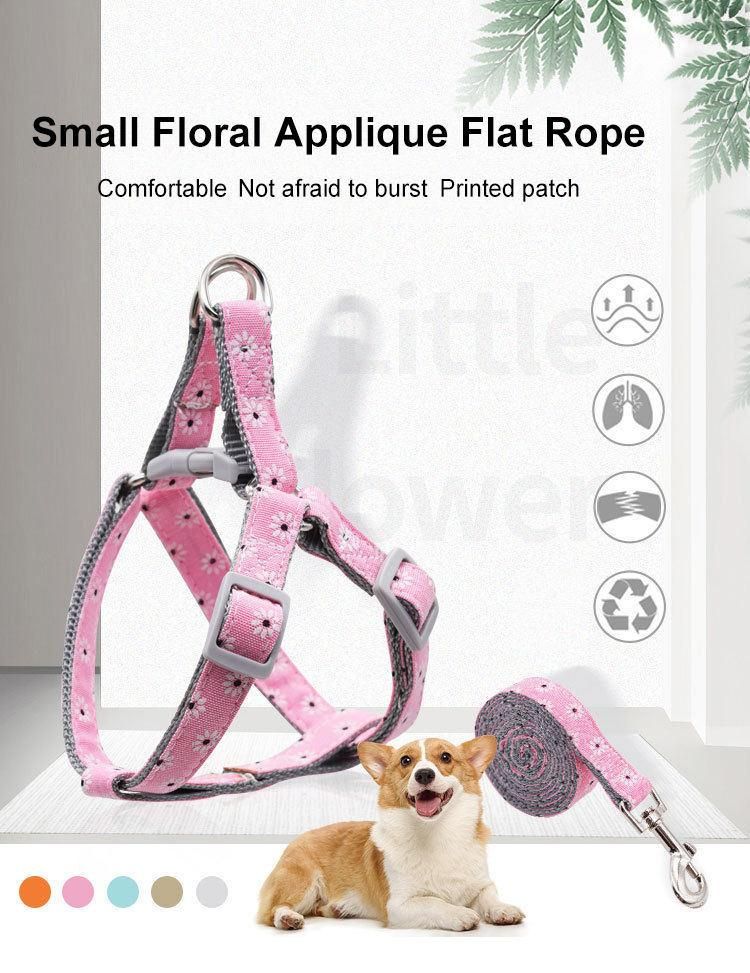 Adjustable Blank Pattern Pet Lope Heavy Duty Dog Puppy Cat Sublimation Collar Leash Harness Set