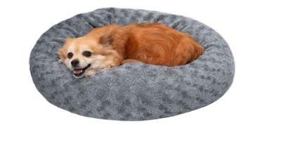 Deep Dish Curly Faux Fur Refillable Ball Nest Cushion Donut Pet Bed