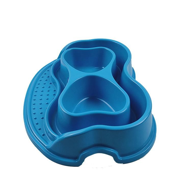 Blue Caring Pet Bowl Double Grid Dog Bowl Pet Food Bowl Large Melamine Two Grid Cat and Dog Feeding Bowl Luxury