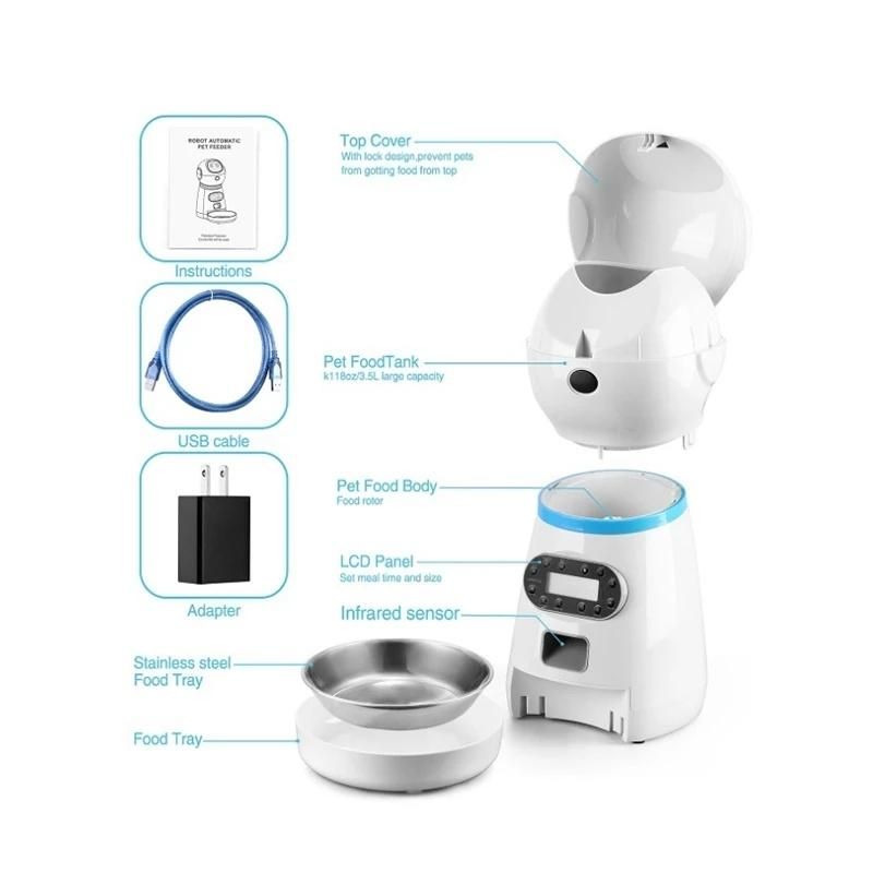 Big Volume Capacity Robot Outlook Manual Operating Pet Feeder