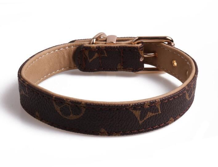 High Quality Classic Double Layer Luxury Waterproof Adjustable Padded Metal Buckle PU Leather Pet Dog Collar